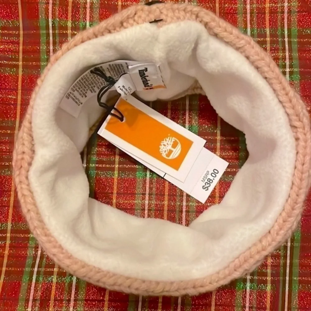 Brand New Timberland Cable Knit Earband Pale Pink Headband Soft Fleece Interior